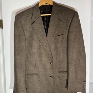 Tweed-Style Wool Blend Brown Blazer